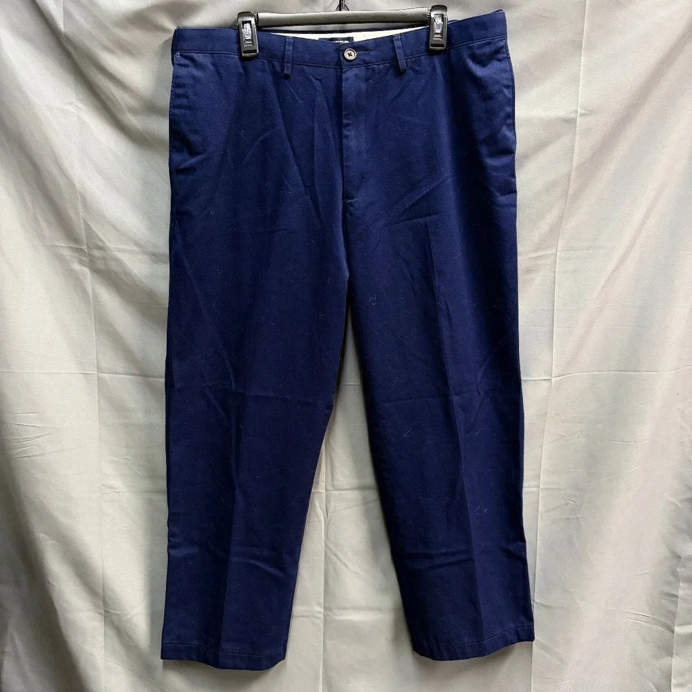 Lands' End Chino Pants Traditional Fit Mens 38 Navy Blue Cotton Casual Pre-owned